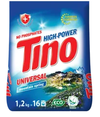 Tino High-Power, washing powder for colored & white clothes Mountain spring, 1,2 kg