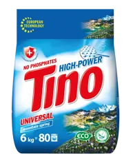 Tino High-Power, washing powder for colored & white clothes Mountain spring, 6 kg