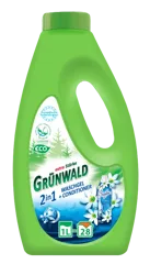 GRÜNWALD, washing gel for colored and white clothes 2 іn1 detergent+sofetner, 1 L