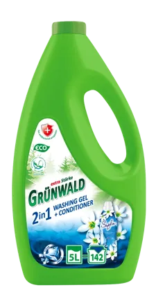 GRÜNWALD, гель для прання білих та кольорових речей 2 в 1 з кондиціонером, 5 л