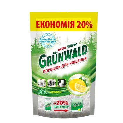 GRÜNWALD, порошок для чищення Лимон, 500 г, дойпак