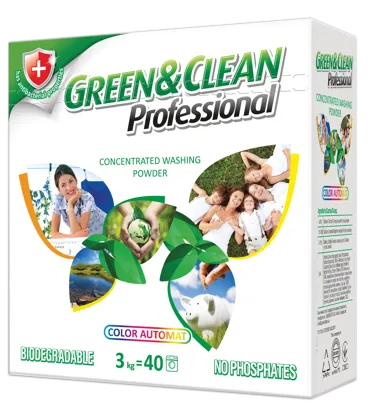 Green&Clean Professional, пральний порошок для кольорового одягу, 3 кг