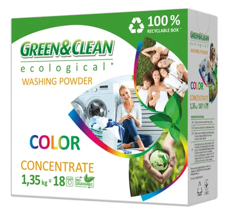 Green&Clean Professional, пральний порошок для кольорового одягу, 1,35 кг