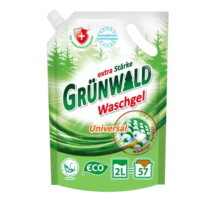GRÜNWALD, гель для прання кольорової та білої  білизни, 2 л/(дойпак)(есо)